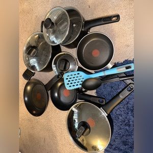 Cookware and three utensils